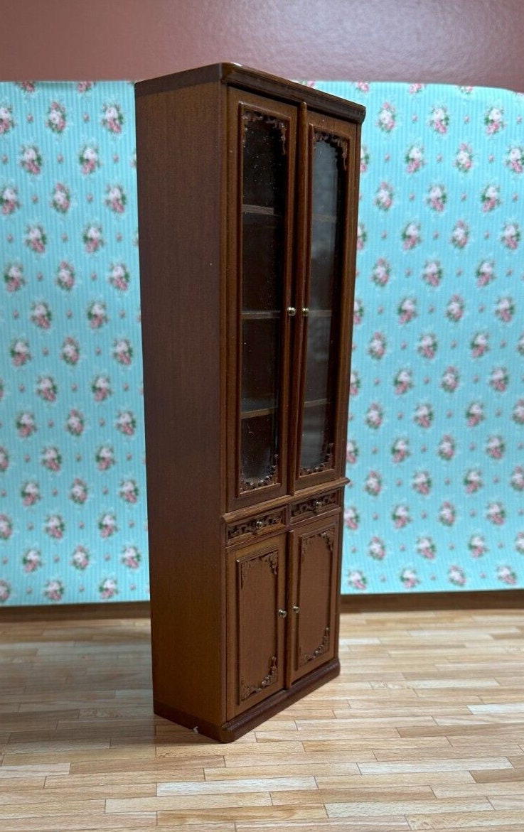 Dollhouse miniature 3 piece library set in walnut by jia-li