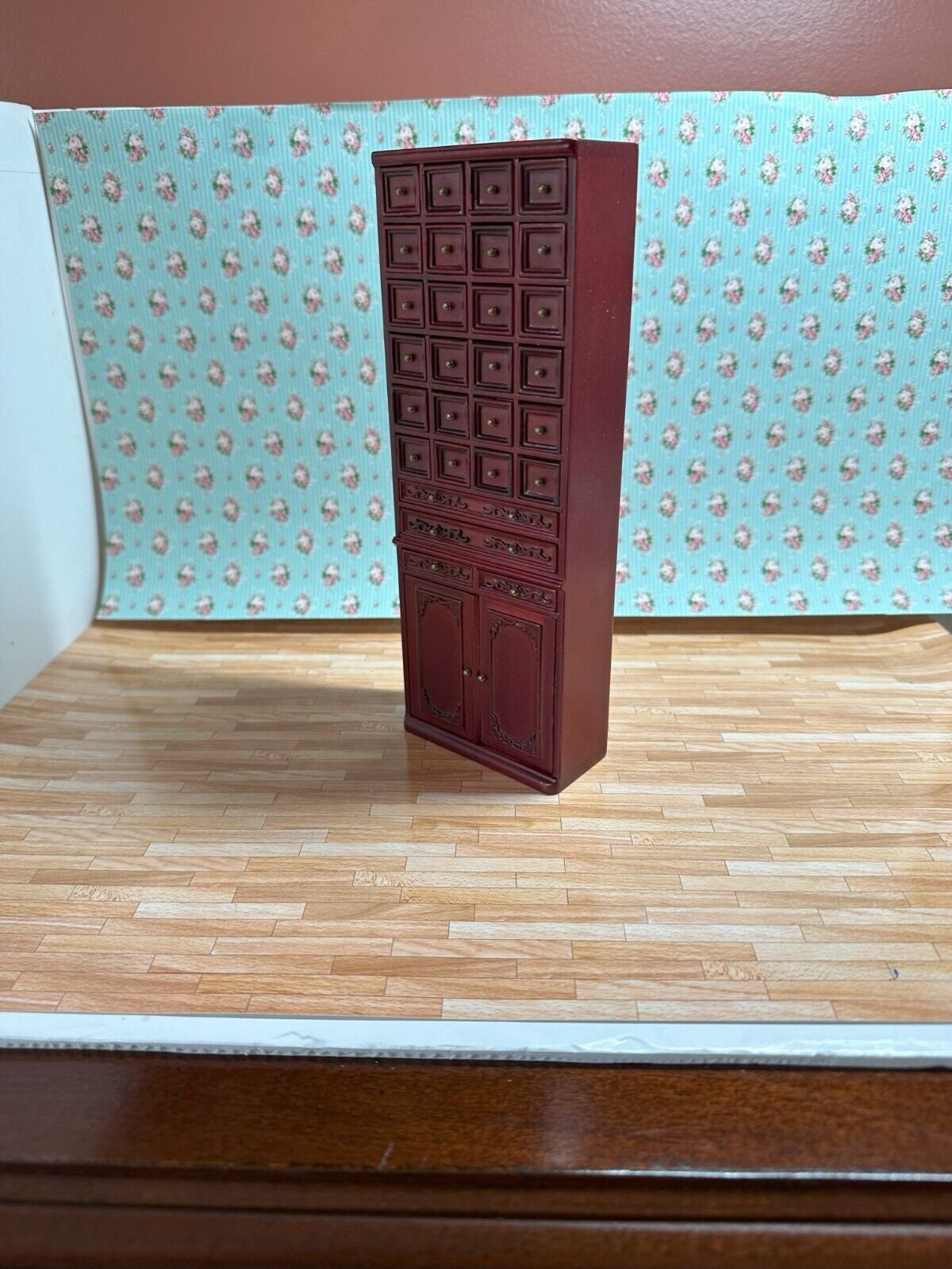 Dollhouse miniature 4 piece library set in mahogany by jia-li