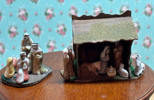 Dollhouse miniature nativity scene handcrafted