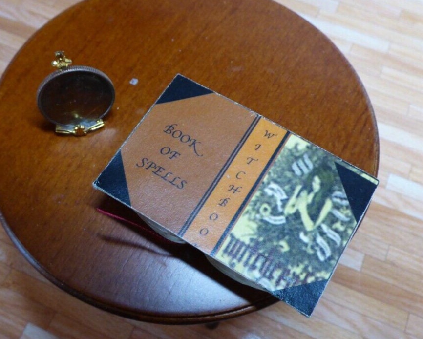Dollhouse miniature book of spells handcrafted by taylor jade