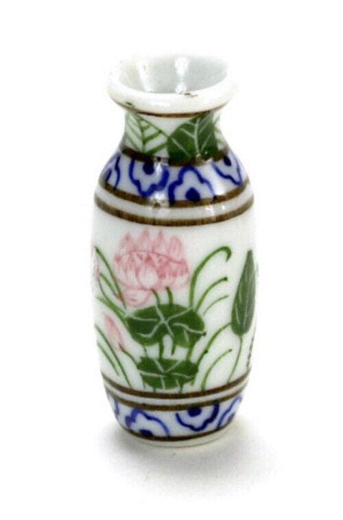 Dollhouse miniature porcelain water lily vase by falcon miniatures