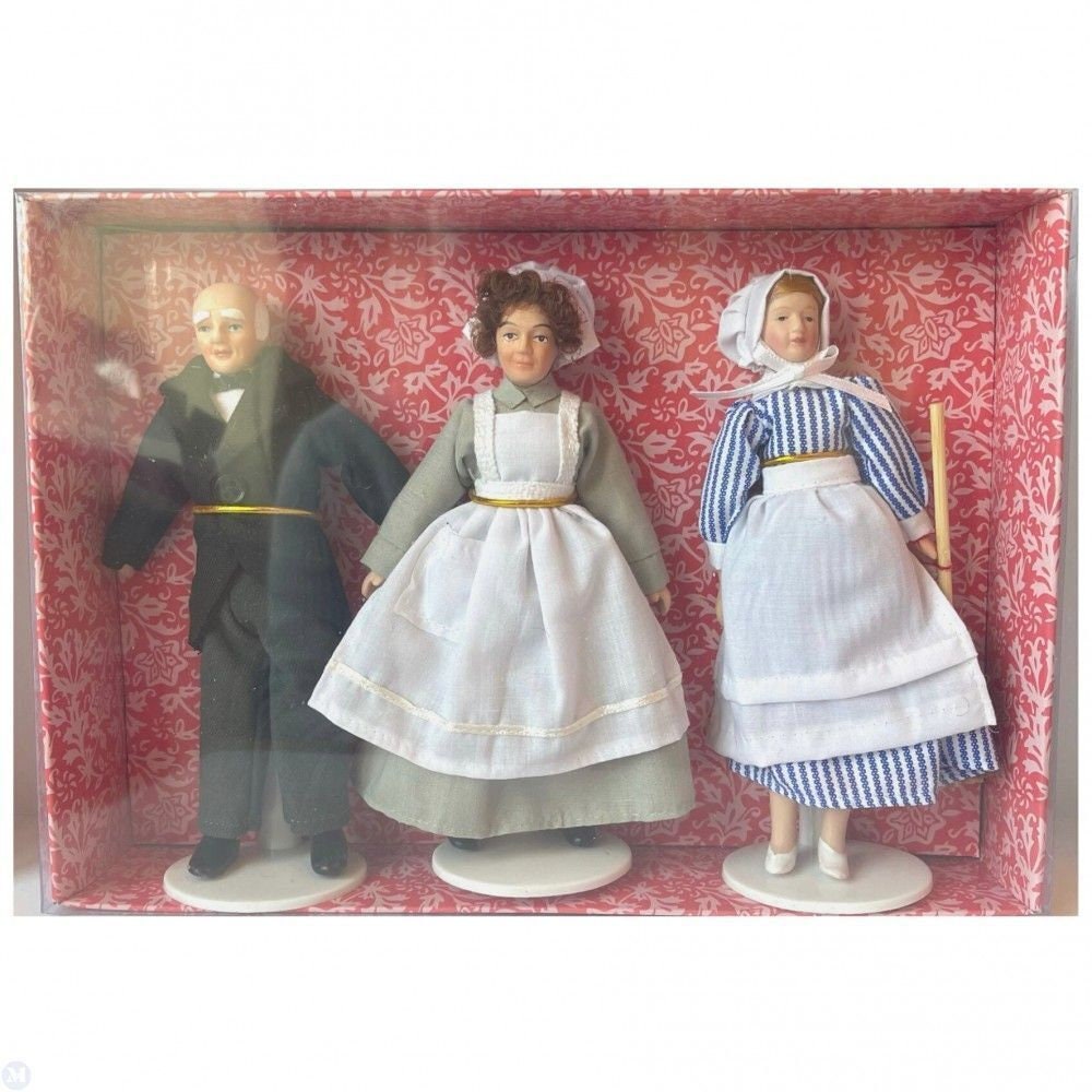 Dollhouse miniature butler, cook, and housemaid set 1/12 scale