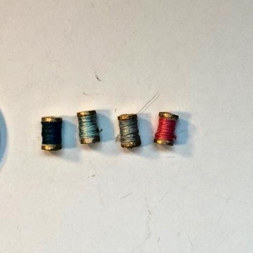 Dollhouse miniature set of 4 thread spools, handcrafted