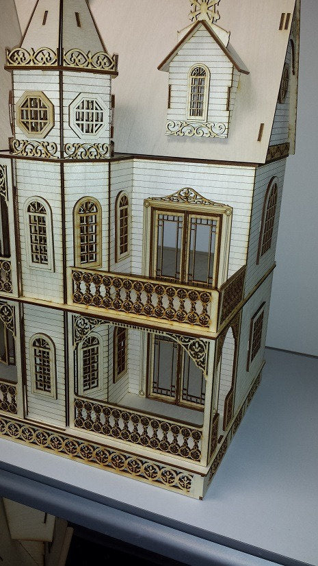 Jasmine Gothic Victorian with French Doors Dollhouse Kit 1:24 Scale