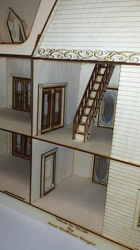 Jasmine Gothic Victorian with French Doors Dollhouse Kit 1:24 Scale