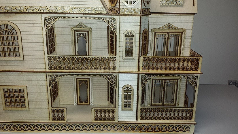 Jasmine Gothic Victorian with French Doors Dollhouse Kit 1:24 Scale