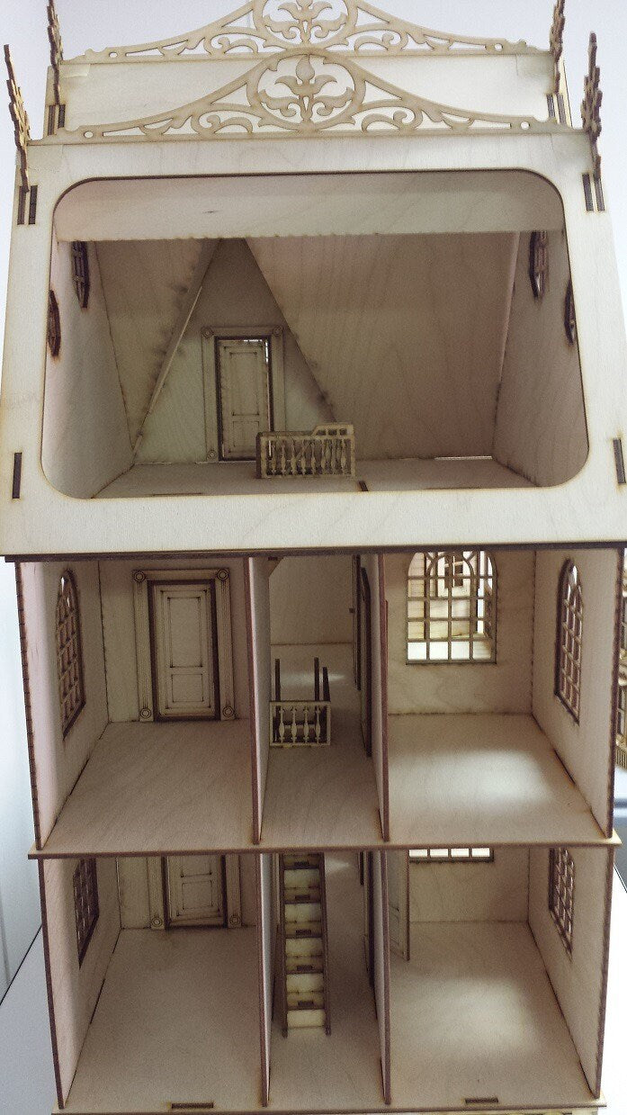 Jasmine Gothic Victorian with French Doors Dollhouse Kit 1:24 Scale