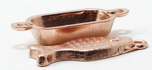 Dollhouse Miniature Set of 2 Cast Copper Plates/