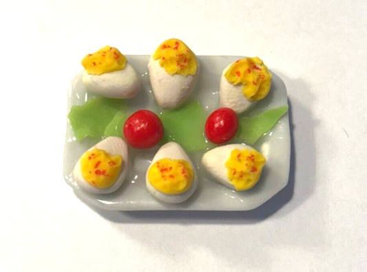 Dollhouse Miniature Dish of Deviled Eggs Handcrafted
