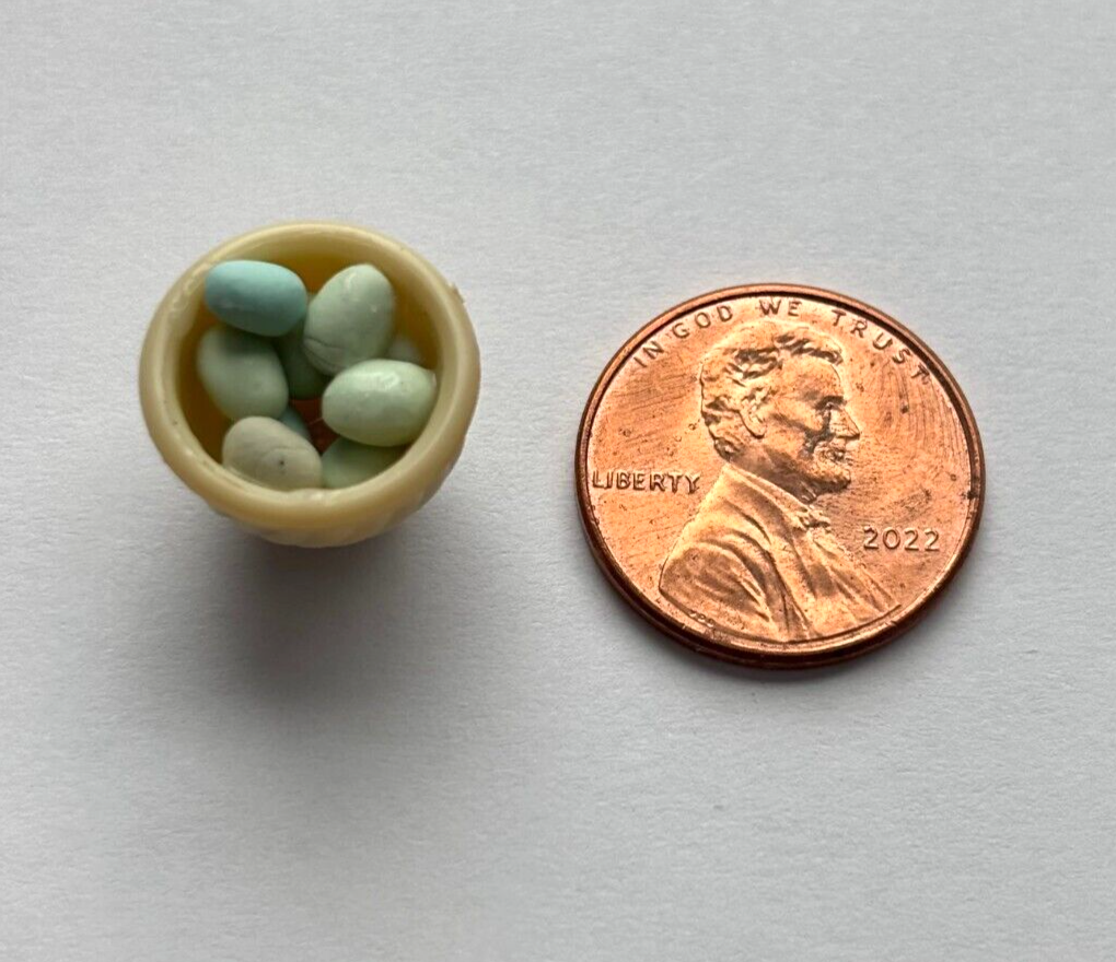 Dollhouse Miniature Bowl of Aracuna Eggs Handcrafted