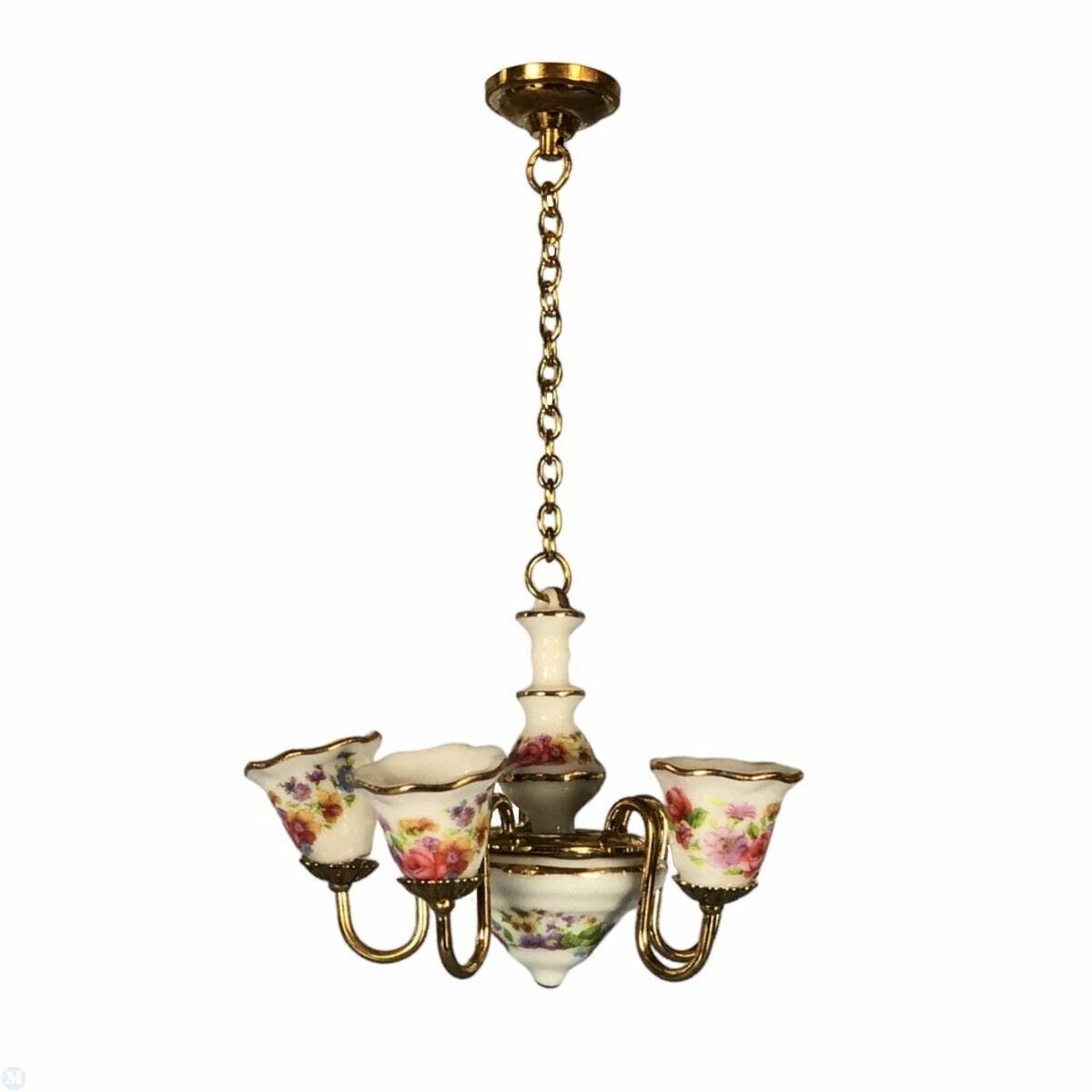Reutter Porcelain Dollhouse Miniature Porcelain Dresden Rose Chandelier
