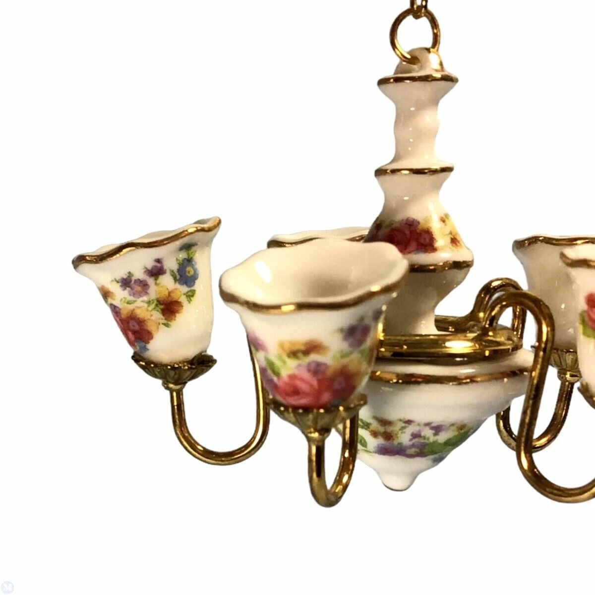 Reutter Porcelain Dollhouse Miniature Porcelain Dresden Rose Chandelier