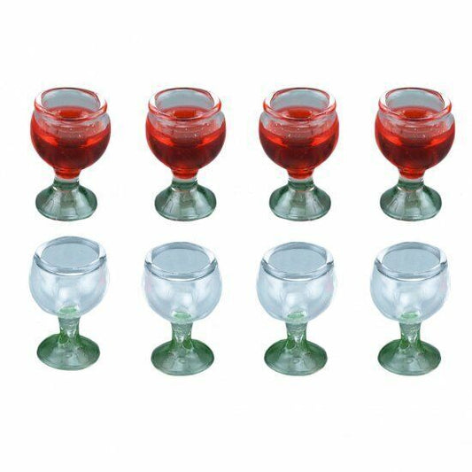 Dollhouse Miniature Set of 8 Wine Glasses by Reutter Porcelain