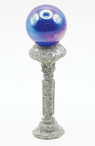 Dollhouse Miniature Gazing Ball on Stone Pedestal