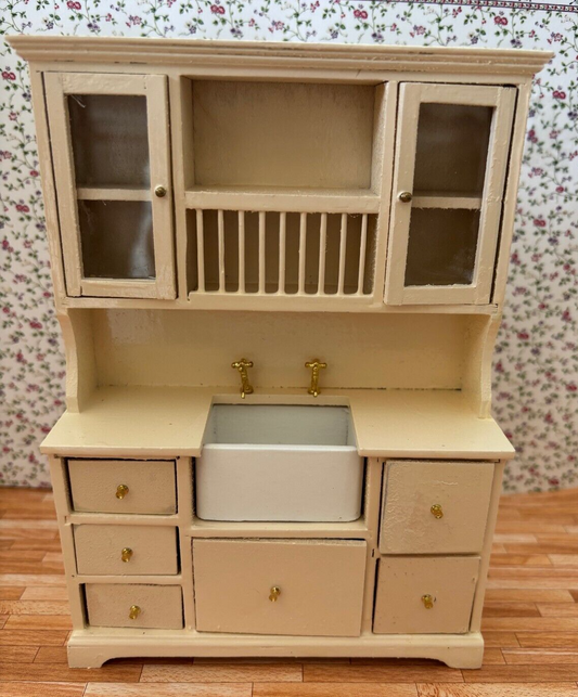Dollhouse Miniature Haindpainted Sink Cabinet Ivory