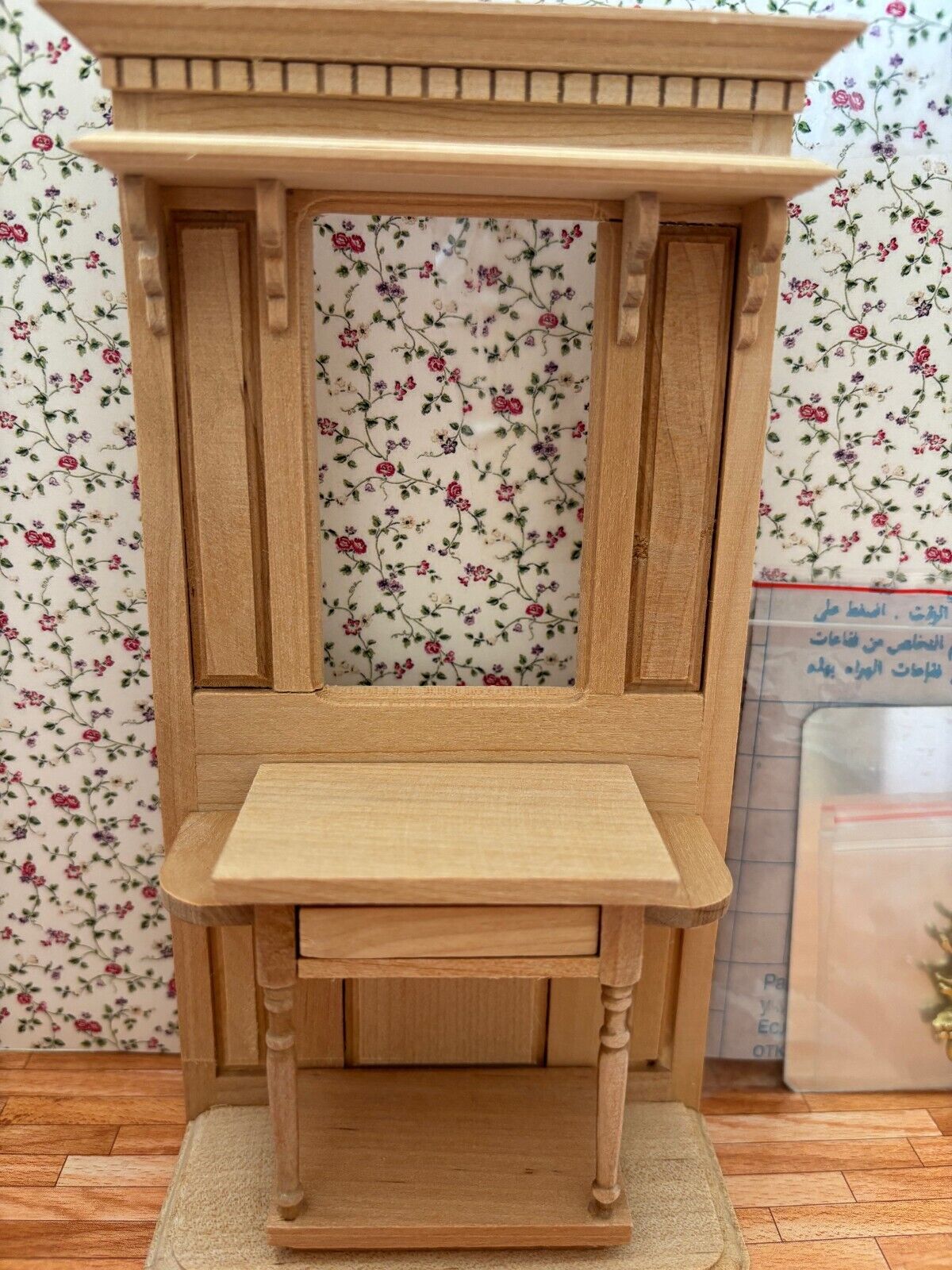 Dollhouse Miniature Unfinished Hall Shelf