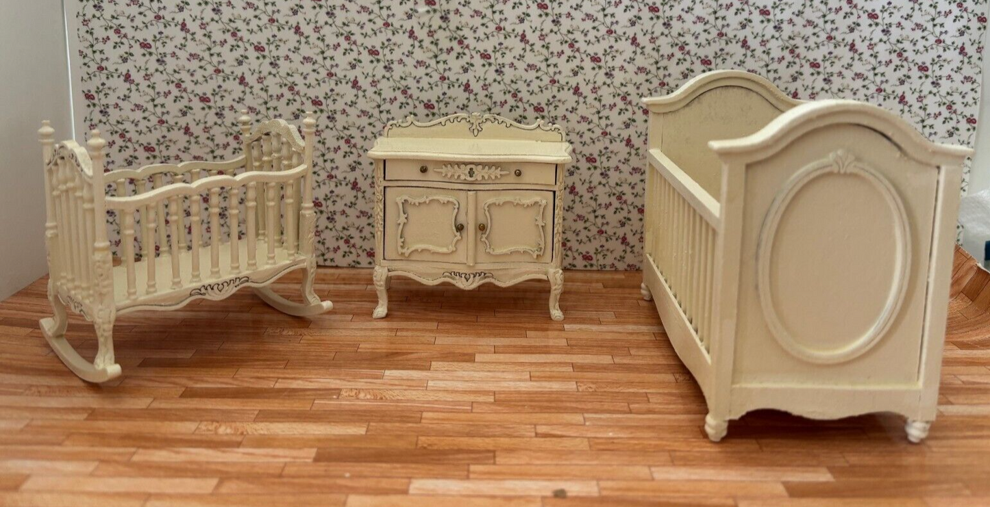 Dollhouse Miniature Haindpainted Nursery Set
