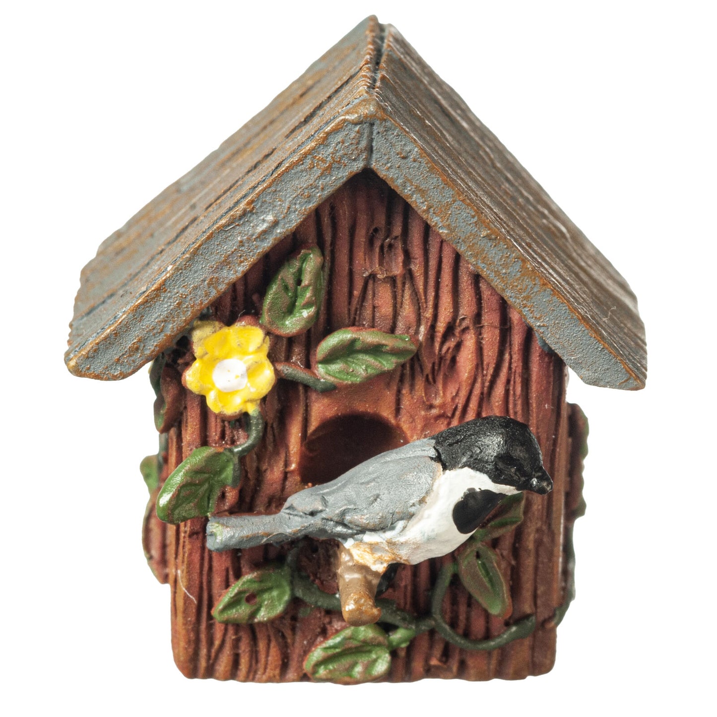 Dollhouse Miniature Birdhouse with Chickadee