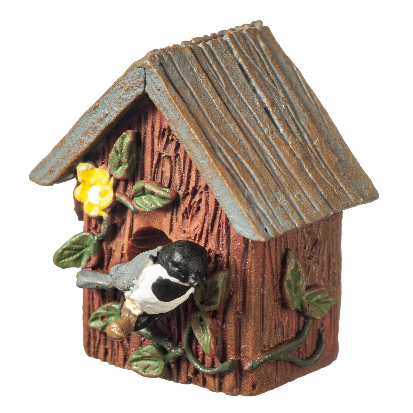 Dollhouse Miniature Birdhouse with Chickadee