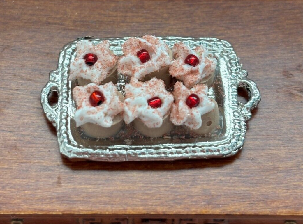 Dollhouse Miniature Vanilla Cupcakes on Tray Handcrafted
