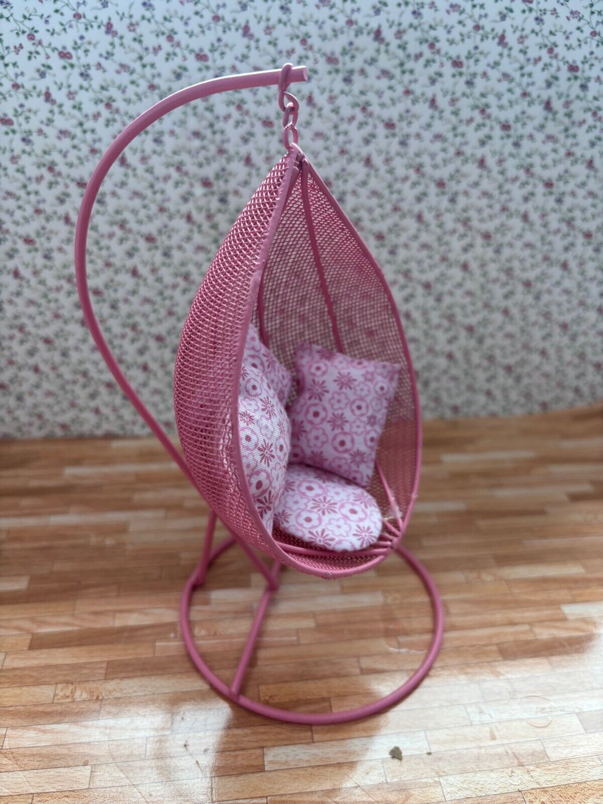 Dollhouse Miniature Pink Swing Hammock Chair with Pillows