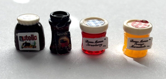 Dollhouse Miniature Coffee, Jam, Nut Spread
