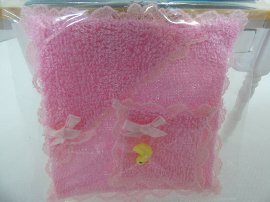 Dollhouse Miniature Pink Towel, Cloth and Duck Handcrafted