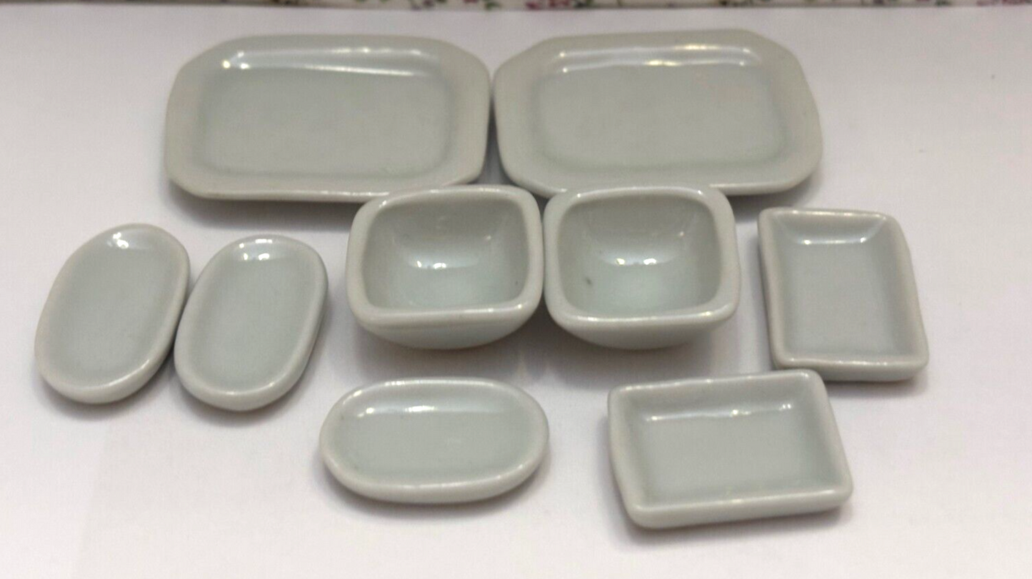 Dollhouse Miniature 9-Piece Ceramic Dish Set