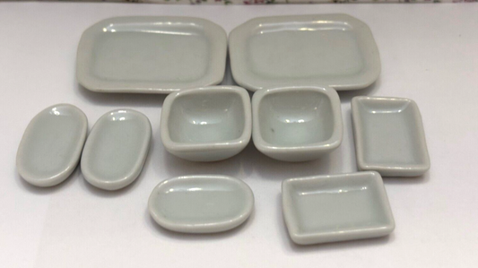Dollhouse Miniature 9-Piece Ceramic Dish Set