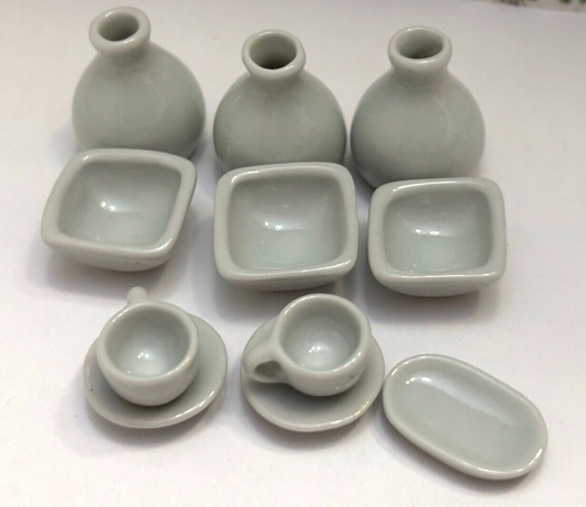 Dollhouse Miniature 11-Piece Ceramic Dish Set
