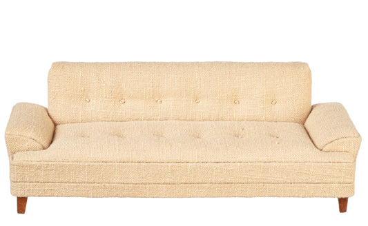 NEW From JBM - Dollhouse Miniature Mid Century Settee in Walnut and Linen