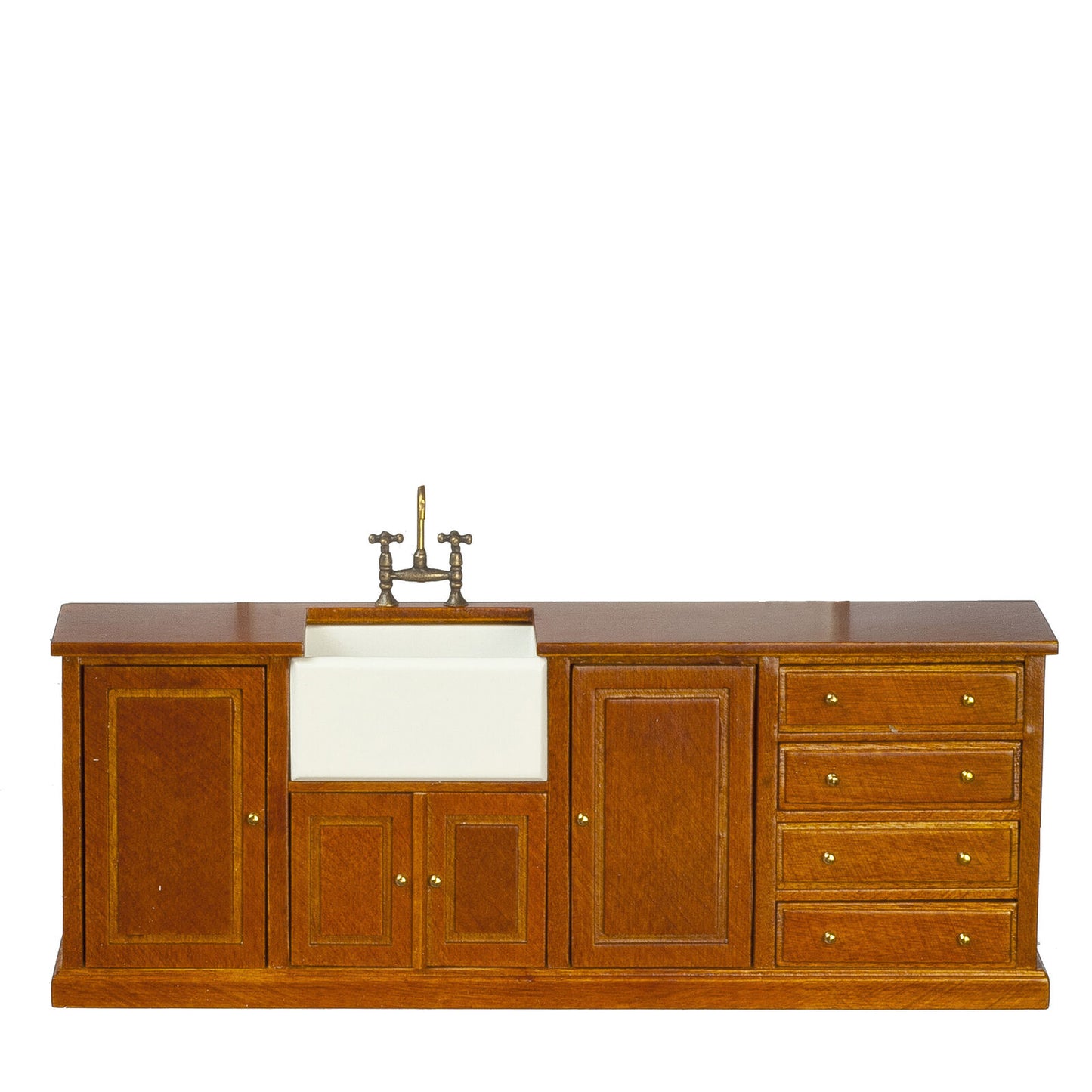 JBM Fine Miniature Kitchen Sink and Plate Rack in Walnut for Dollhouse