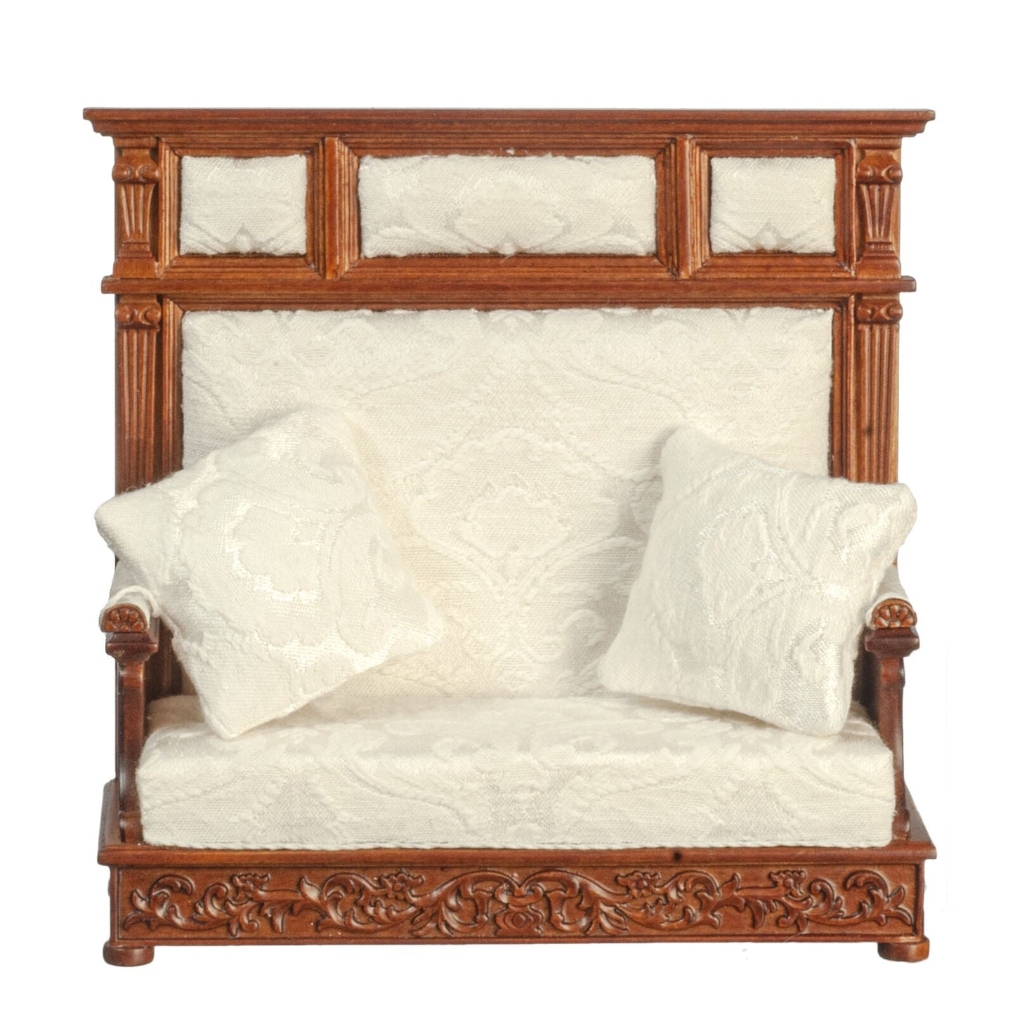 JBM Dollhouse Miniature Tudor Bench in White and Walnut