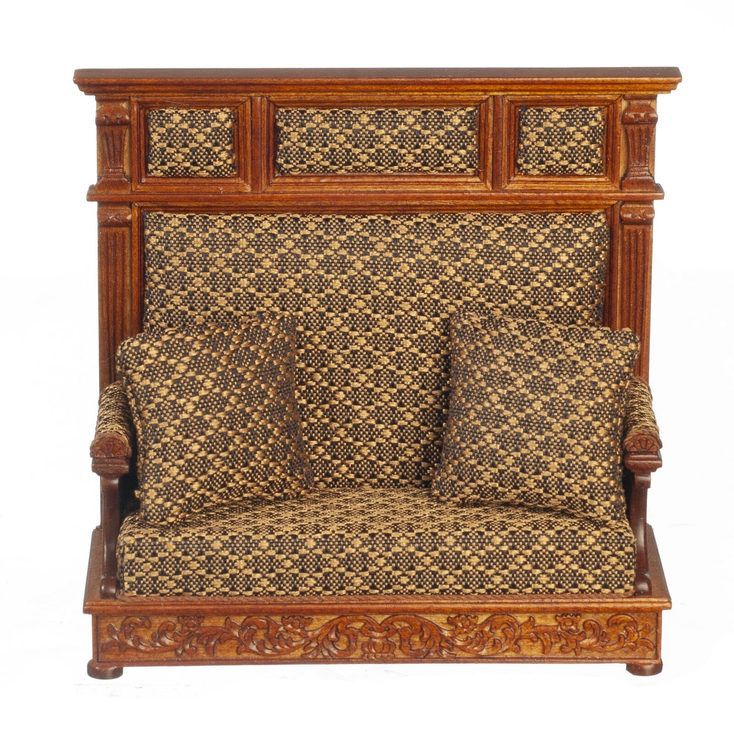 Tudor Bench in Brown and Walnut by JBM - Dollhouse Miniature