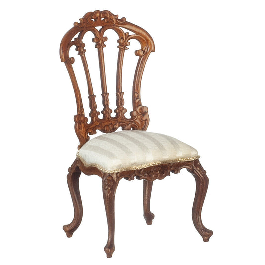 JBM Dollhouse Miniature Art Deco Geometric Side Chair in Walnut