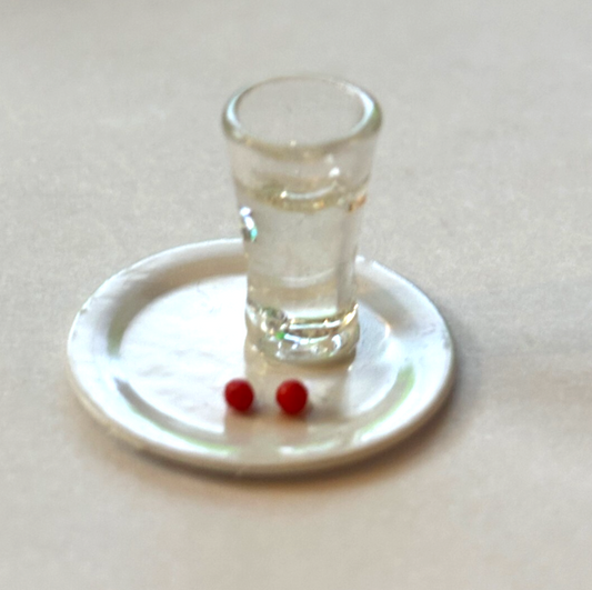 Dollhouse Miniature Water and Pills on Tray
