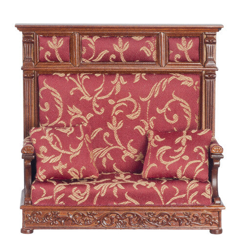 JBM Dollhouse Miniature Tudor Bench in Red and Walnut