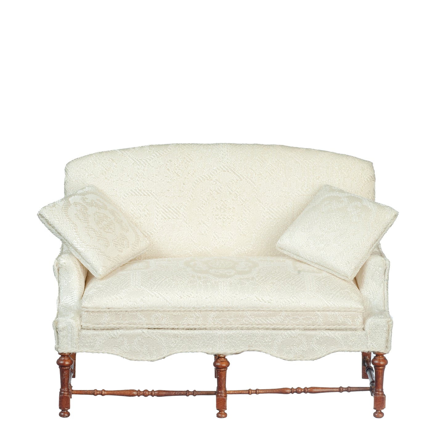Dollhouse Miniature JBM Jacobean Settee in White and Walnut