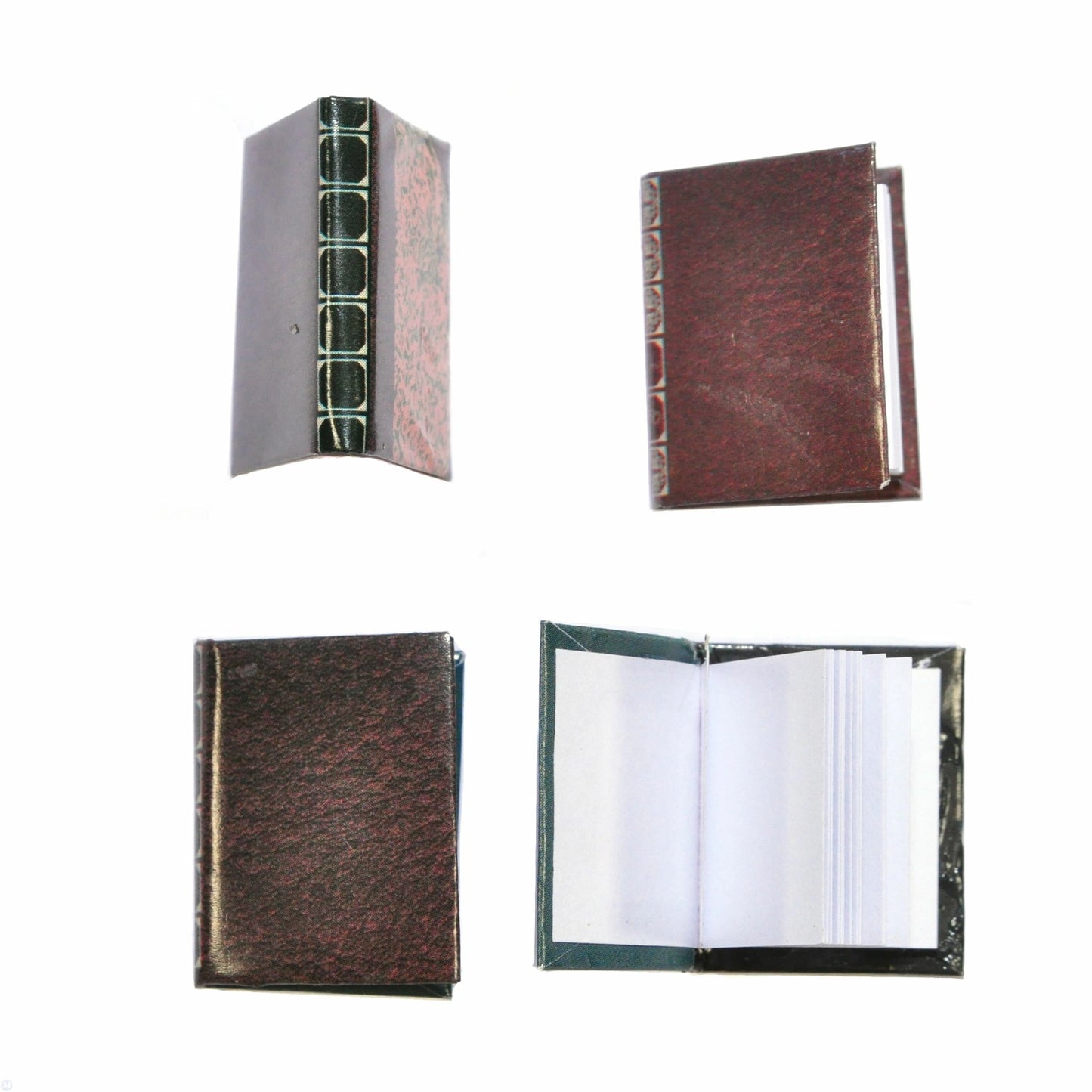 Dollhouse Miniature Leather Bound Books, Set of 4