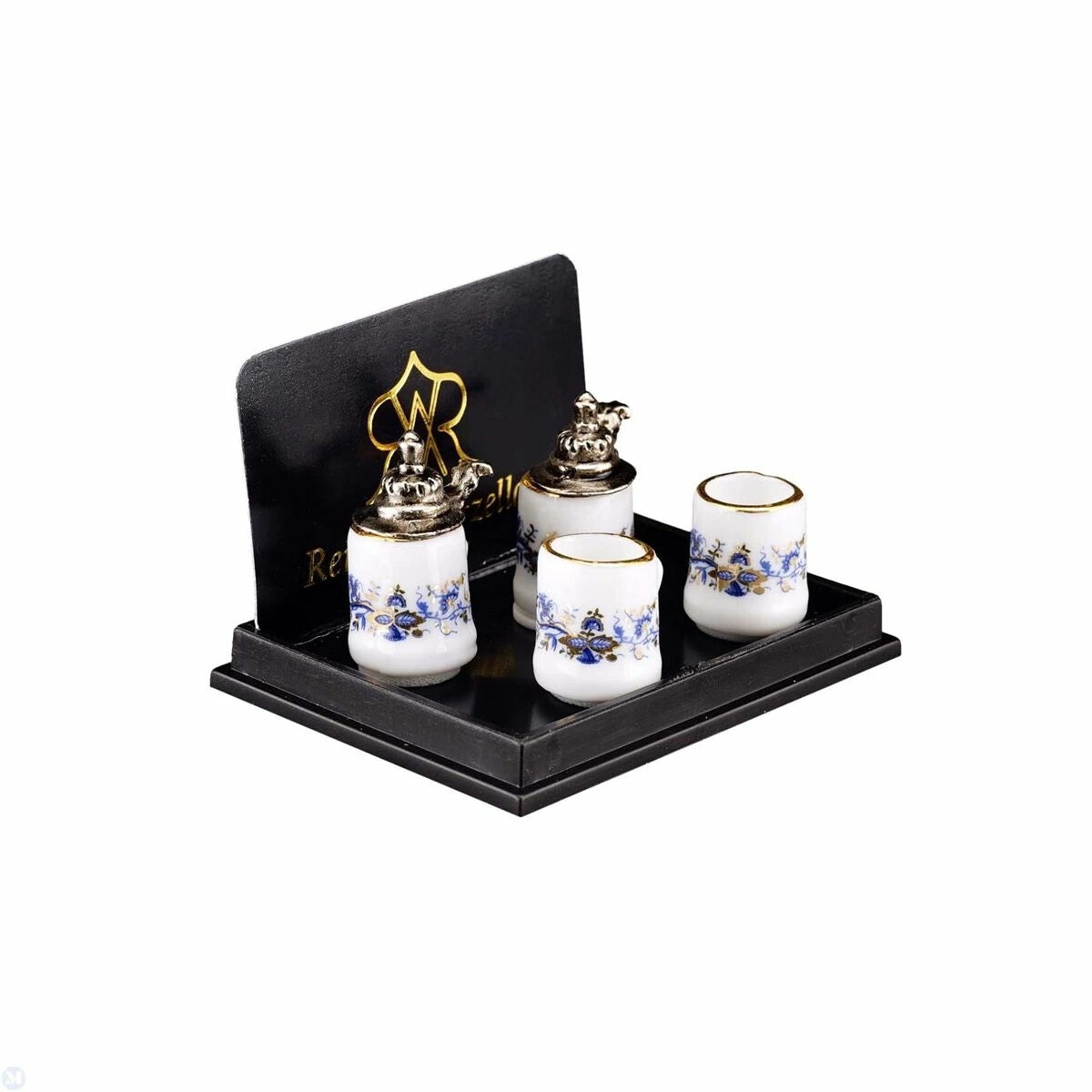 Dollhouse Miniature Reutter Porcelain Beer Stein and Mug Set