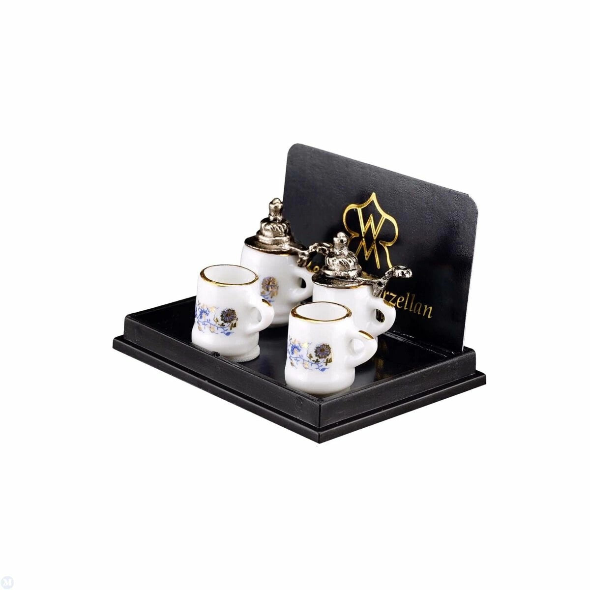 Dollhouse Miniature Reutter Porcelain Beer Stein and Mug Set