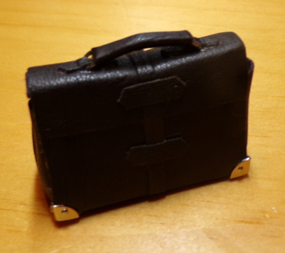 Heidi Ott Dollhouse Miniature Black Leather Satchel