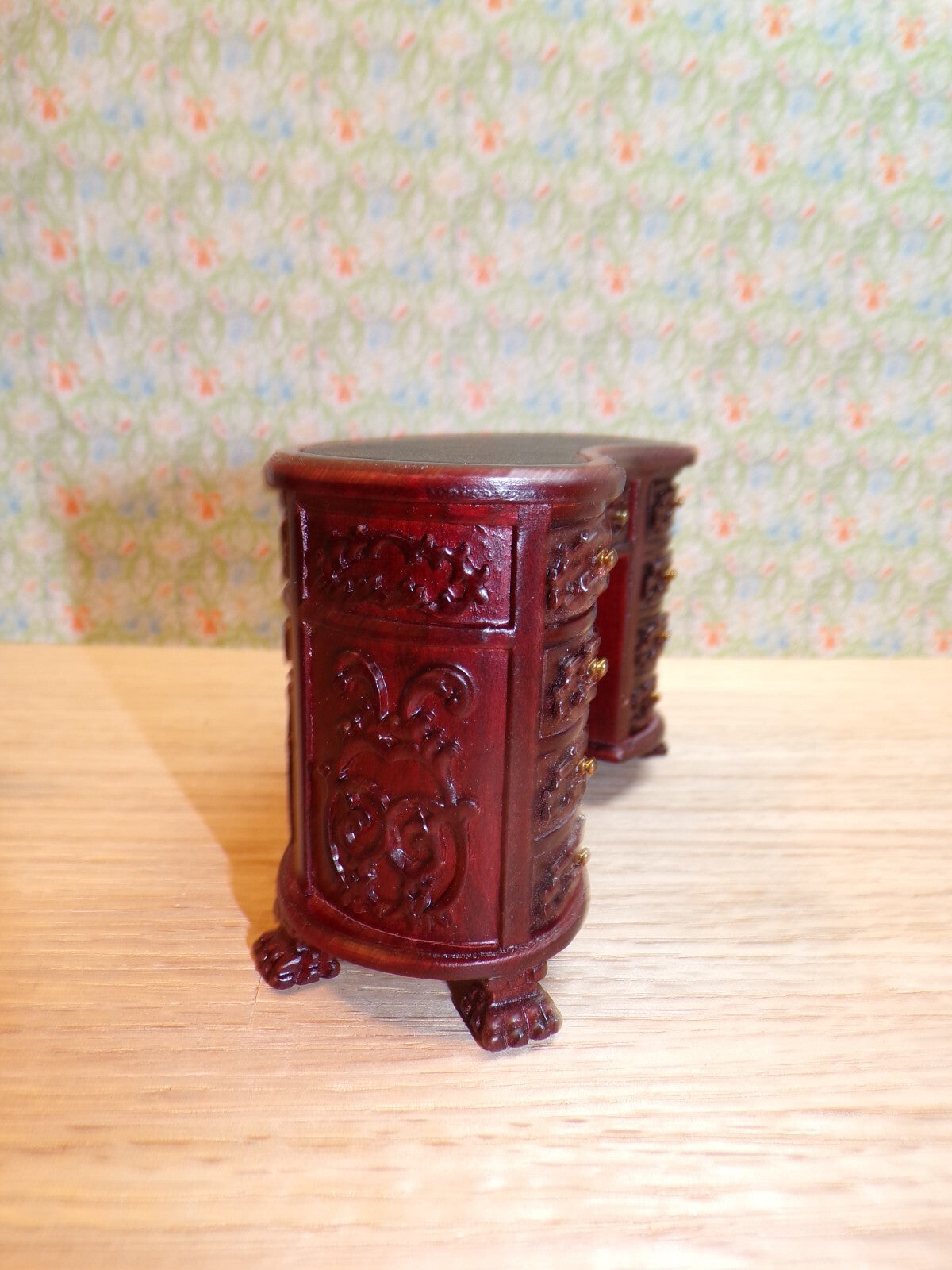 Dollhouse Miniature Mahogany Kidney Desk, Leather Top, and Chair by Hansson