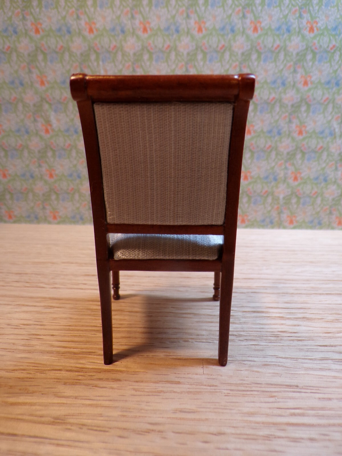 Dollhouse Miniature Walnut Living Room Set of 2 with Blue Upholstery by Hansson