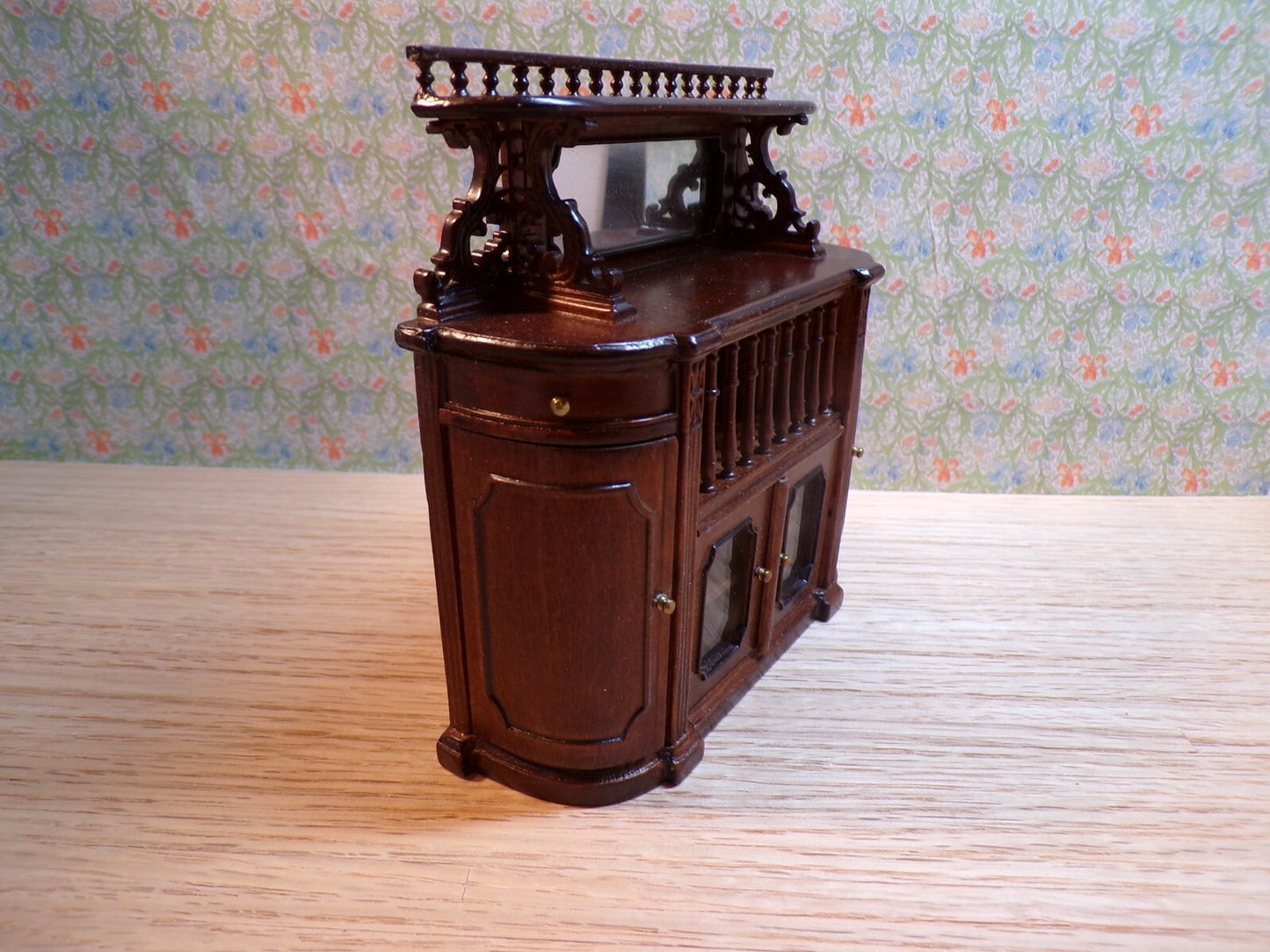 Bespaq Dollhouse Miniature China Cabinet in Walnut