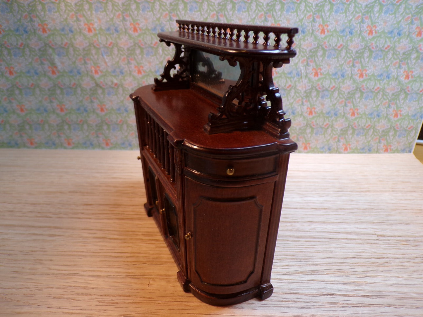 Bespaq Dollhouse Miniature China Cabinet in Walnut