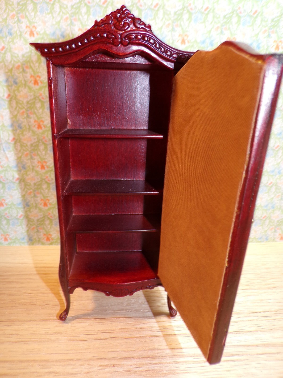 Bespaq Dollhouse Miniature Wardrobe in Mahogany