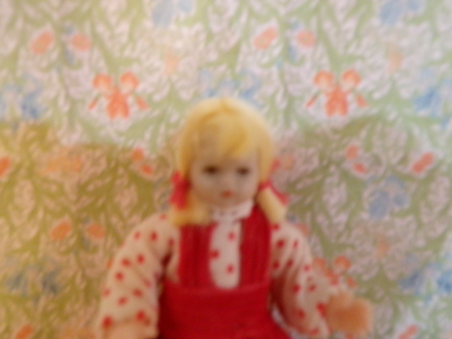 Dollhouse Miniature Girl Doll with Blonde Pigtails 1/12 Scale