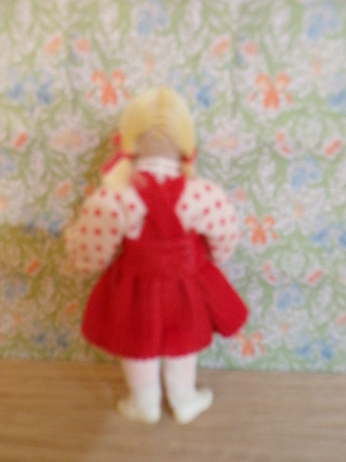 Dollhouse Miniature Girl Doll with Blonde Pigtails 1/12 Scale
