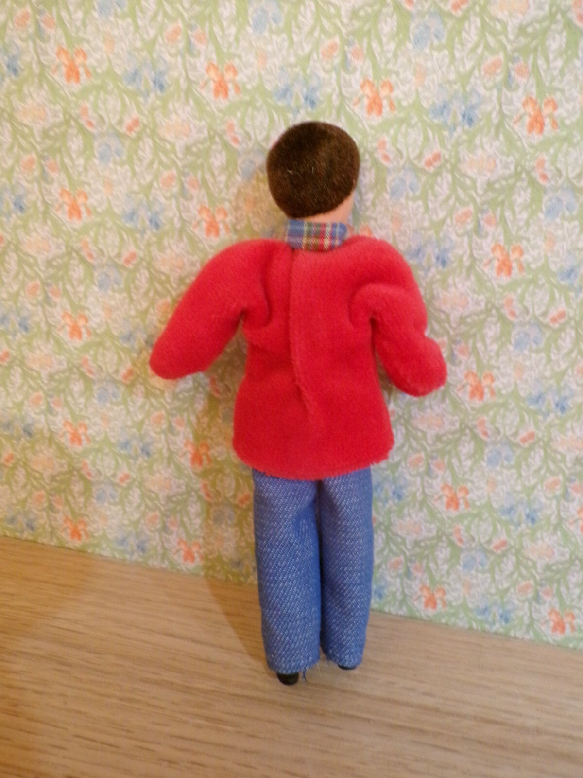 Dollhouse Caco Male Doll in Red Sweater and Jeans 1/12 Scale